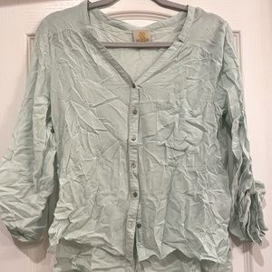Boutique button-up top with button sleeves